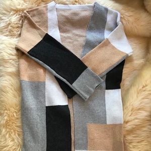 Paneled Open Front Cardigan with Pockets